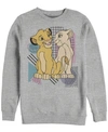 Disney Men's Lion King Retro Simba And Nala, Crewneck Fleece In Heathr Gry
