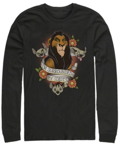 Disney Men's Lion King Scar Surrounded By Idiots Tattoo, Long Sleeve T-shirt In Black