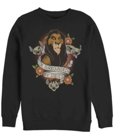 Disney Men's Lion King Scar Surrounded By Idiots Tattoo, Crewneck Fleece In Black