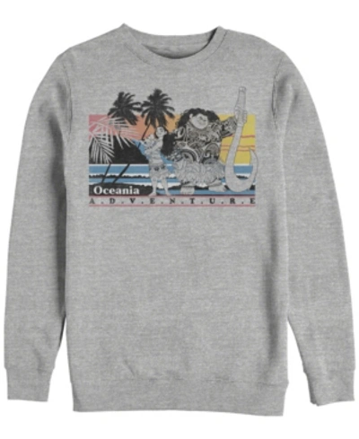 Disney Men's Moana Maui Pua Oceania Adventure, Crewneck Fleece In Heathr Gry