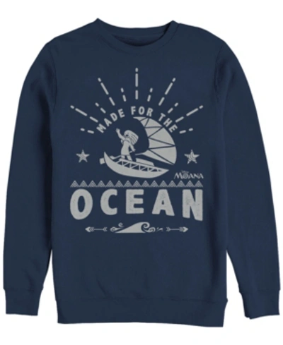 Disney Men's Moana Made For The Ocean, Crewneck Fleece In Navy