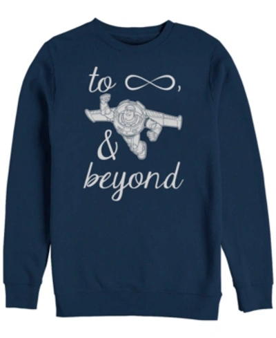 Disney Pixar Men's Toy Story Buzz Lightyear To Infinity Symbol, Crewneck Fleece In Navy