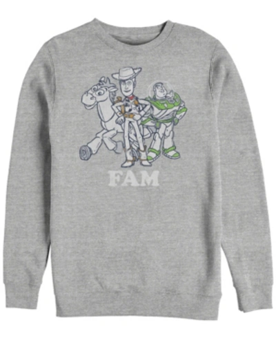 Disney Men's Toy Story Buzz And Woody Family, Crewneck Fleece In Heathr Gry