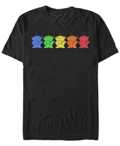 Disney Pixar Men's Toy Story Rainbow Alien Line Up, Short Sleeve T-shirt In Black