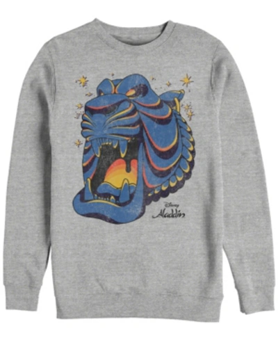 Disney Men's Aladdin Cave Of Wonders Agrabah Lion Mouth Entrance, Crewneck Fleece In Heathr Gry