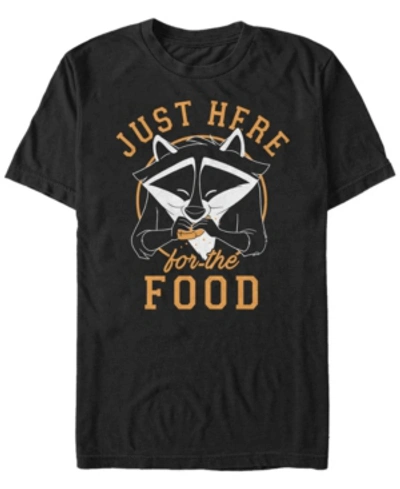 Disney Men's Pocahontas Meeko Just Here For The Food, Short Sleeve T-shirt In Black