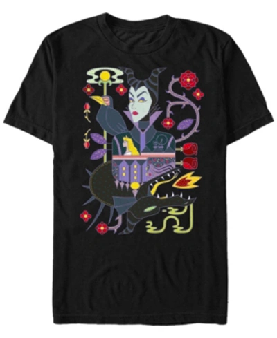 Disney Men's Sleeping Beauty Maleficent Playing Card, Short Sleeve T-shirt In Black