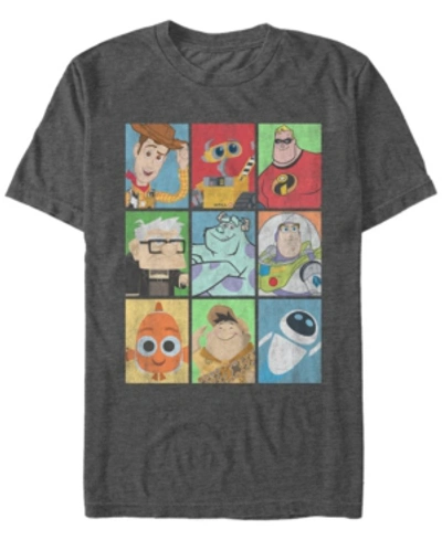 Disney Pixar Men's Epic Boxed Up Line Up Character, Short Sleeve T-shirt In Dark Gray