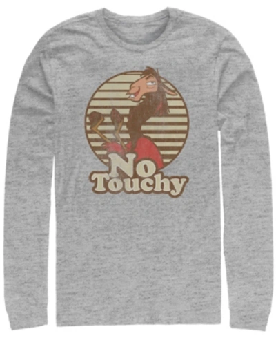 Disney Men's Emperor's New Groove Kuzco Llama No Touchy, Long Sleeve T-shirt In Heathr Gry