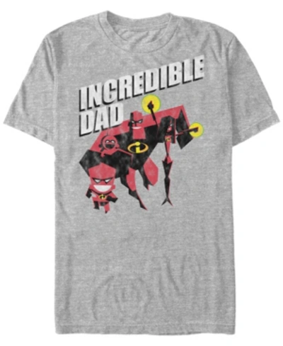 Disney Pixar Men's Incredible Dad And Kids, Short Sleeve T-shirt In Heathr Gry