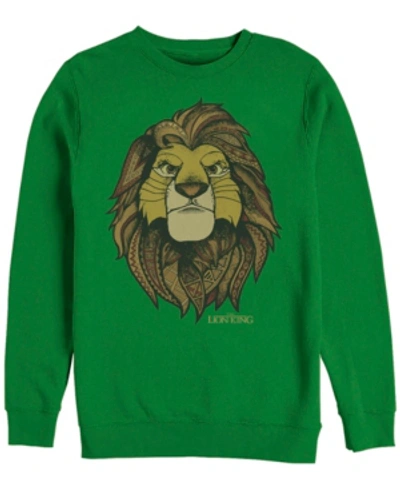 Disney Men's Lion King Noble Simba, Crewneck Fleece In Emerald