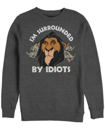 Disney Men's Lion King Scar Surrounded By Idiots, Crewneck Fleece In Dark Gray