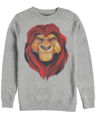 Disney Men's Lion King Mufasa Geometrics, Crewneck Fleece In Heathr Gry