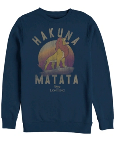 Disney Men's Lion King Simba Hakuna Matata, Crewneck Fleece In Navy
