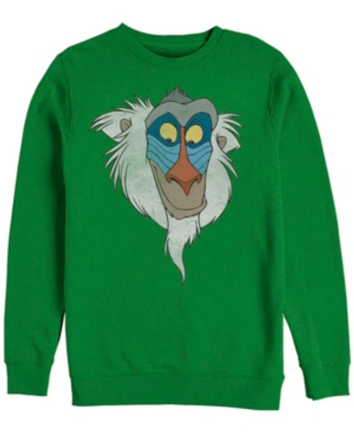 Disney Men's Lion King Rafiki Big Face, Crewneck Fleece In Emerald