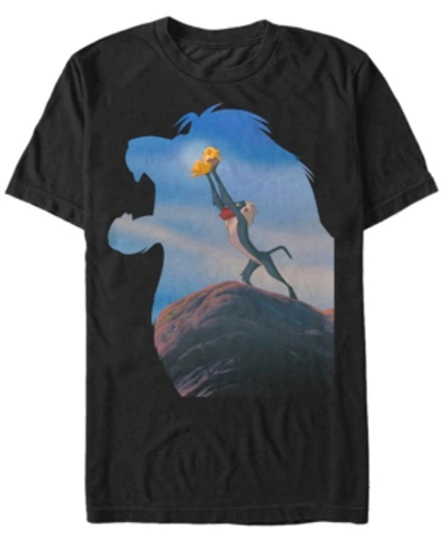 Disney Men's Lion King Mufasa Silhouette Pride Rock Rafiki Simba, Short Sleeve T-shirt In Black