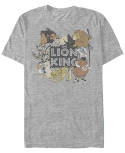 Disney Men's Lion King Main Cast Movie Logo, Short Sleeve T-shirt In Heathr Gry