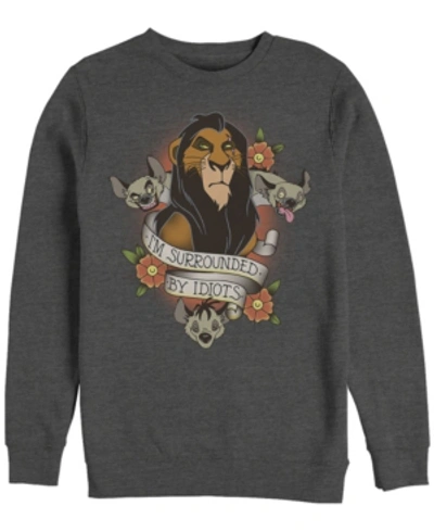 Disney Men's Lion King Scar Surrounded By Idiots Tattoo, Crewneck Fleece In Dark Gray