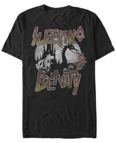 Disney Men's Sleeping Beauty Metal Dragon Fire, Short Sleeve T-shirt In Black