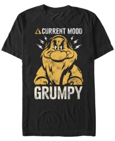 Disney Men's Snow White Grumpy Dwarf Current Mood, Short Sleeve T-shirt In Black