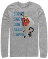 DISNEY DISNEY PIXAR MEN'S INCREDIBLES SUPER DADS NO CAPES, LONG SLEEVE T-SHIRT