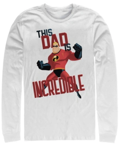 Disney Men's The Incredibles This Dad, Long Sleeve T-shirt In White