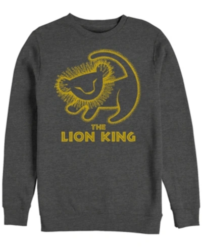 Disney Men's Lion King Simba Cave Painting, Crewneck Fleece In Dark Gray