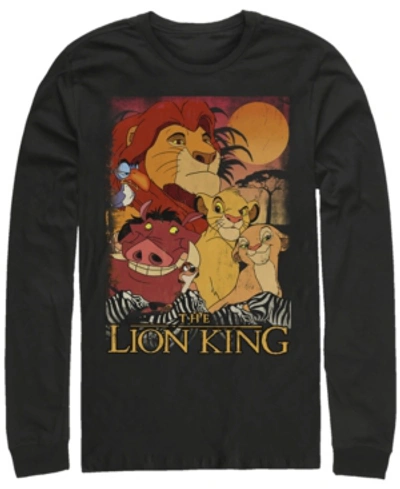 Disney Men's Lion King Happy Group Shot Sunset, Long Sleeve T-shirt In Black