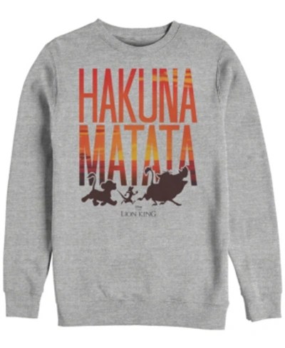 Disney Men's Lion King Hakuna Matata Sunset Text, Crewneck Fleece In Heathr Gry