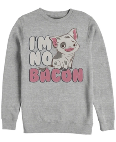 Disney Men's Moana Pua Cute I'm No Bacon, Crewneck Fleece In Heathr Gry