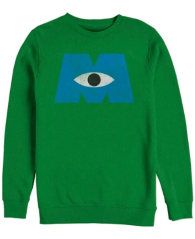 Disney Pixar Men's Monsters Inc. Eye Logo, Crewneck Fleece In Emerald
