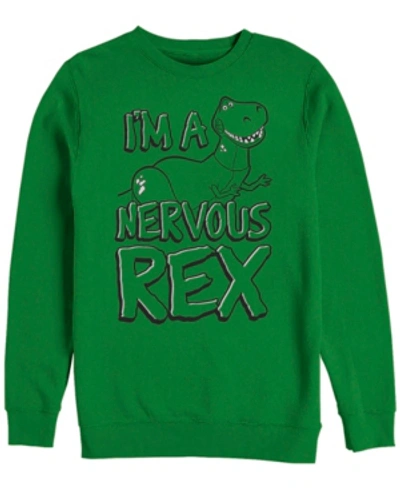 Disney Men's Toy Story Nervous Rex, Crewneck Fleece In Emerald