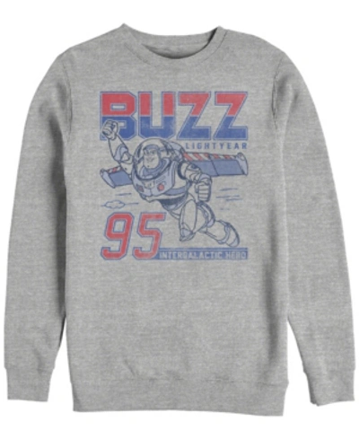 Disney Pixar Men's Toy Story Buzz Lightyear Intergalactic Hero, Crewneck Fleece In Heathr Gry