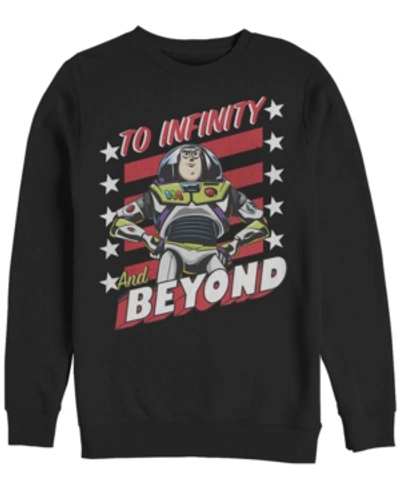Disney Pixar Men's Toy Story Buzz To Infinity And Beyond Stars And Stripes, Crewneck Fleece In Black