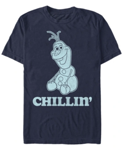 Disney Men's Frozen Olaf Chillin, Short Sleeve T-shirt In Navy