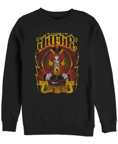 Disney Men's Aladdin Jafar Make Your Wish, Crewneck Fleece In Black