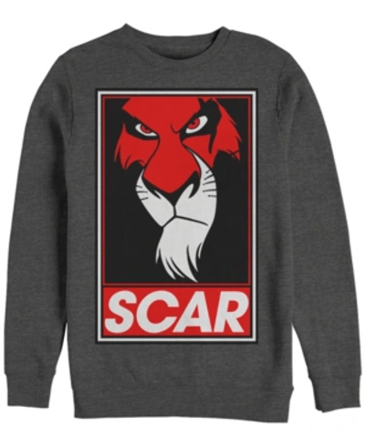 Disney Men's Lion King Scar Poster, Crewneck Fleece In Dark Gray