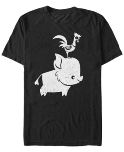 Disney Men's Moana Cute Pua And Hei Hei, Short Sleeve T-shirt In Black