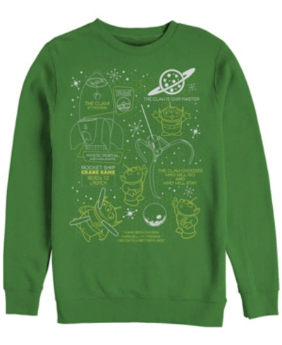 Disney Pixar Men's Toy Story Aliens Claw Master Map, Crewneck Fleece In Emerald