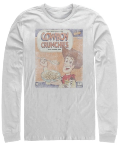 Disney Pixar Men's Toy Story Woody Cowboy Crunchies, Long Sleeve T-shirt In White