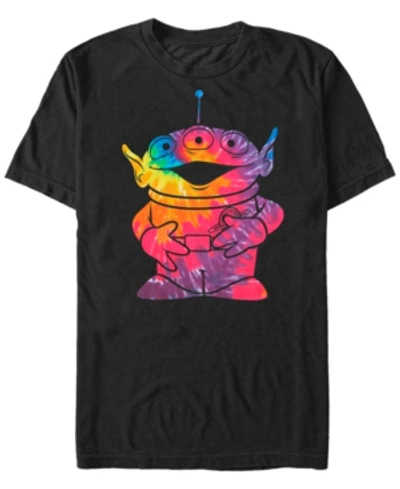 Disney Pixar Men's Toy Story Tie Dye Alien, Short Sleeve T-shirt In Black