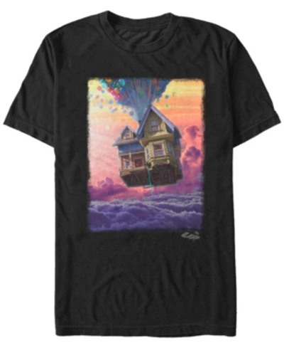 Disney Pixar Men's Up Balloon House Cloud Portrait, Short Sleeve T-shirt In Black