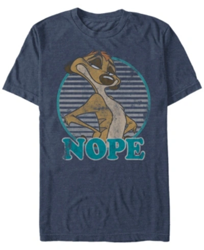 Disney Men's Lion King Timon Nope Striped Circle, Short Sleeve T-shirt In Navy