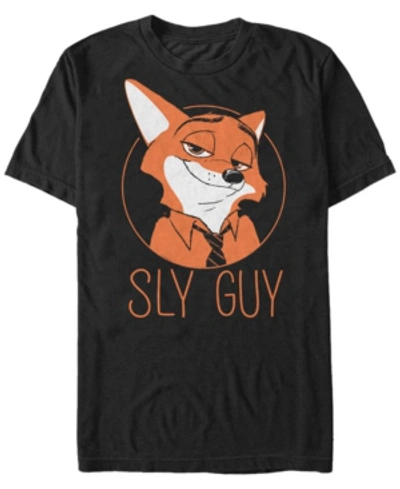 Disney Men's Zootopia Nick Wilde Sly Guy Fox, Short Sleeve T-shirt In Black