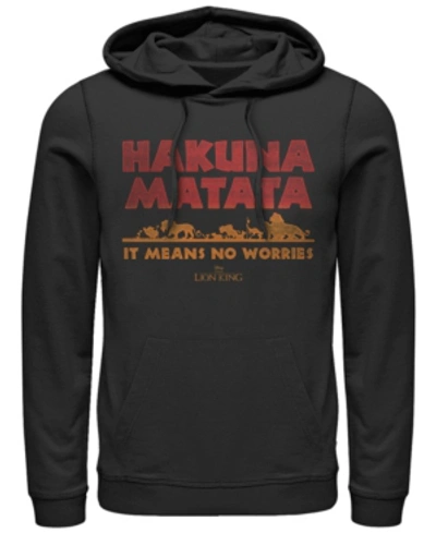 Disney Men's Lion King Hakuna Matata Means No Worries, Pullover Hoodie In Black