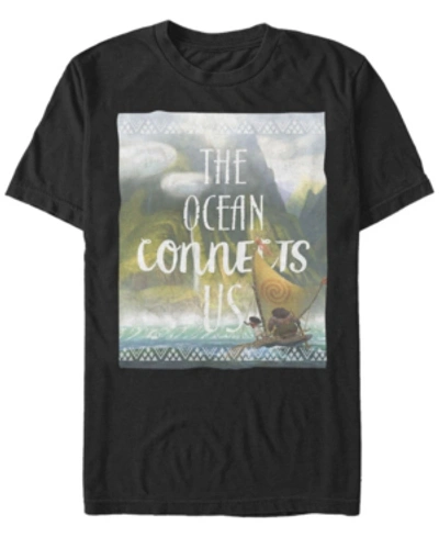 Disney Men's Moana The Ocean Connects Us, Short Sleeve T-shirt In Black