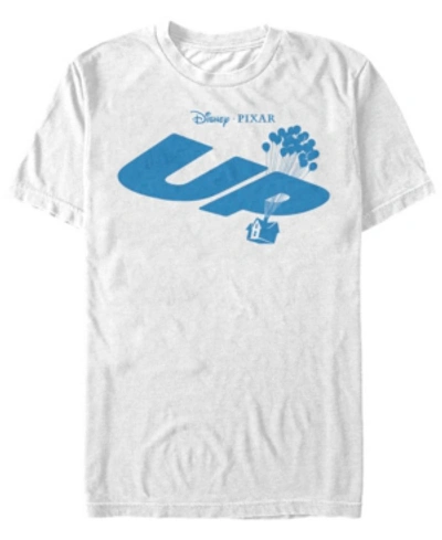 Disney Pixar Men's Up Blue Balloon House Logo, Short Sleeve T-shirt In White