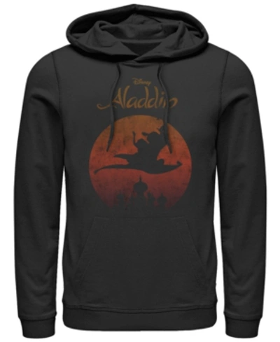 Disney Men's Aladdin Jasmine Silouhette Over Agrabah, Pullover Hoodie In Black