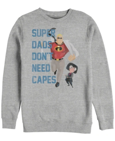 Disney Pixar Men's Incredibles Super Dads No Capes, Long Sleeve T-shirt In Heathr Gry