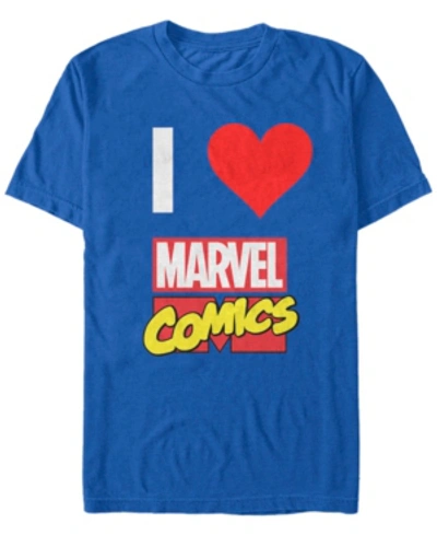 Marvel Men's I Heart  Comics, Short Sleeve T-shirt In Royal Blue
